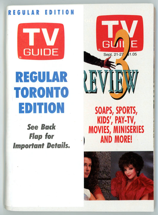 TV Guide Canada Vintage Magazine (September 21-27 1991) Newsstand Regular Toronto Fall Preview 3