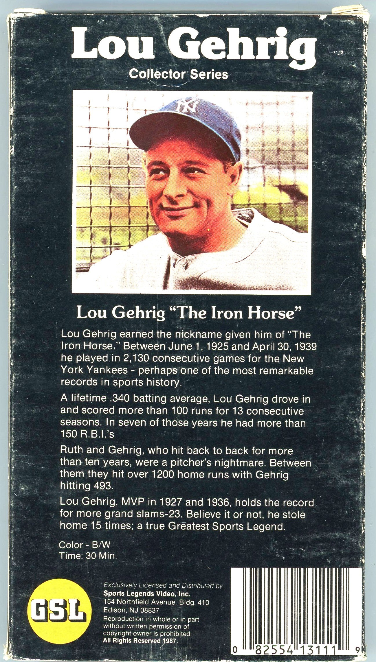 1985 Greatest Sports Legends Lou Gehrig Collector Series Vintage Tape