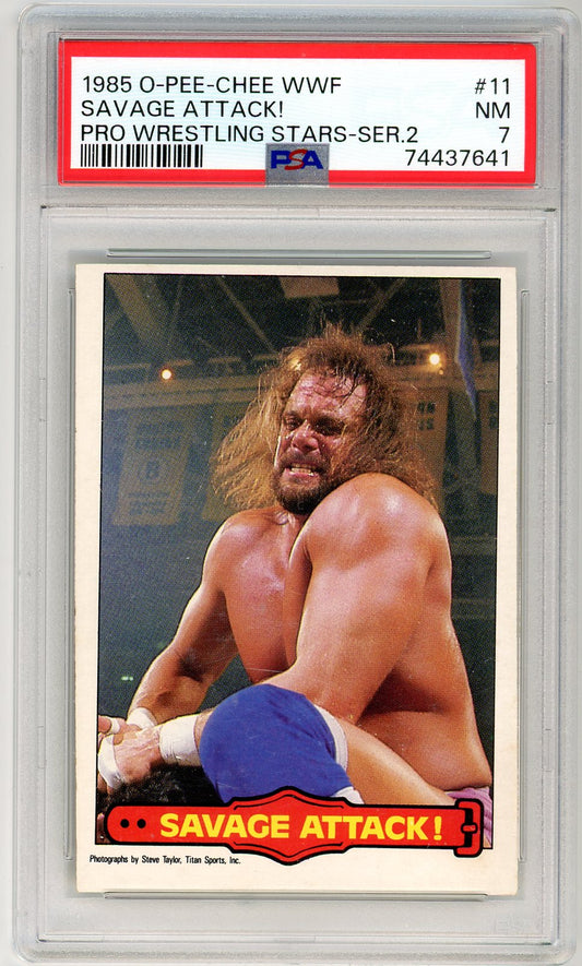 1985 O-Pee-Chee WWF Pro Wrestling Randy Savage Attack! Graded Rookie Card PSA 7 Macho Man