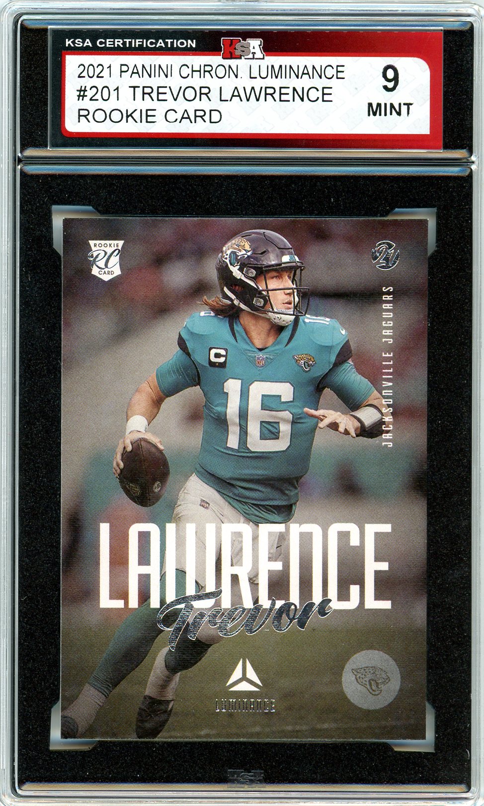 2021 Panini Chronicles Luminance Trevor Lawrence Graded Rookie Card #201 KSA 9