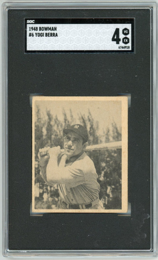 1948 Bowman Yogi Berra Graded Baseball Rookie Card #6 SGC 4 HOF