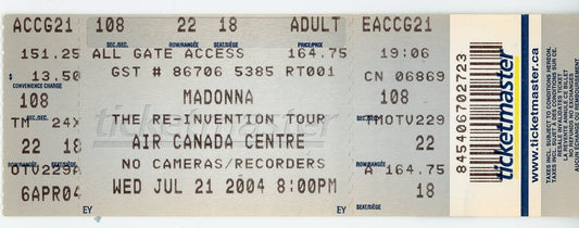 Madonna Vintage Concert Ticket Stub Air Canada Centre (Toronto, 2004)