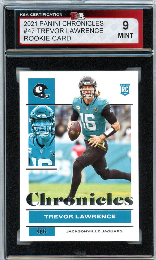 2021 Panini Chronicles Trevor Lawrence Graded Rookie Card KSA 9