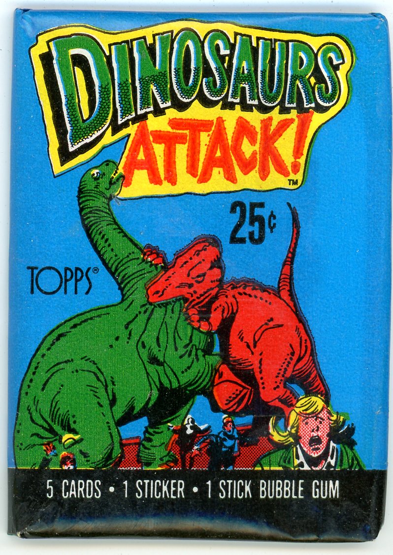 1988 Topps Dinosaurs Attack! Trading Card Pack (5 Cards, 1 Sticker)