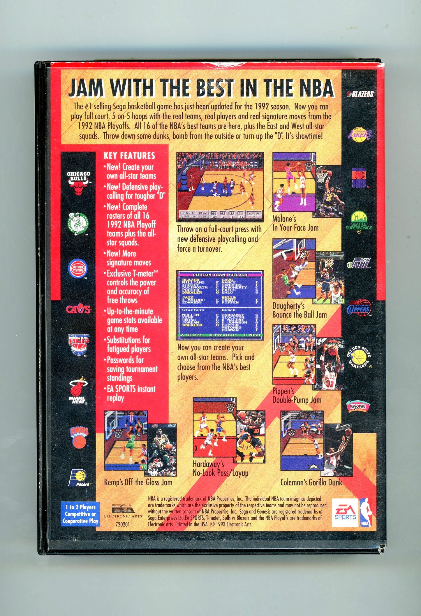 1993 EA Sports Bulls VS Blazers Sega Genesis Video Game Cartridge Complete in Box