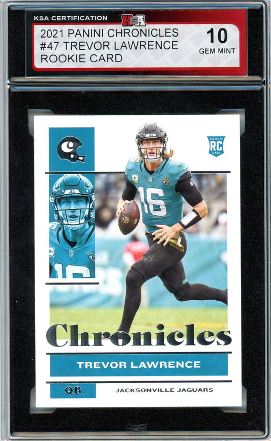 2021 Panini Chronicles Trevor Lawrence Graded Rookie Card #47 KSA 10