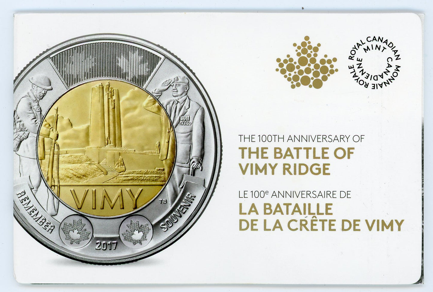 2017 Royal Canadian Mint Battle of Vimy Ridge 100th Anniversary $2 Circulation Five-Coin Pack