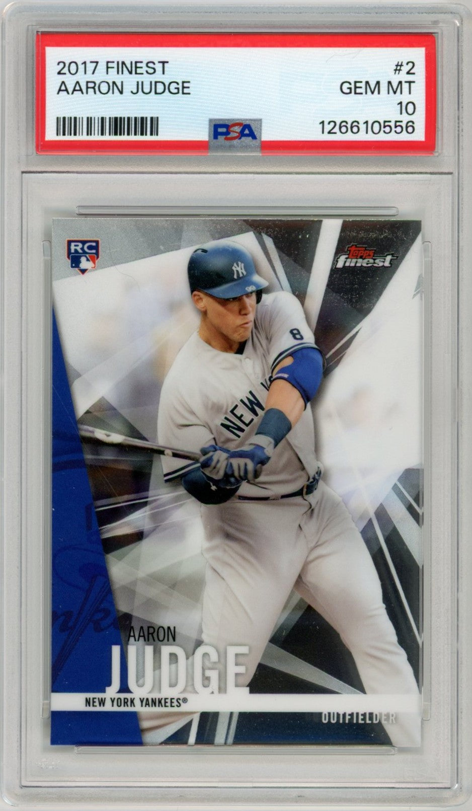 2017 Topps Finest Aaron Judge Graded Rookie Card #2 PSA 10