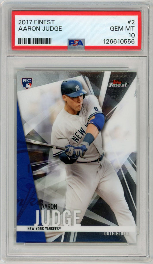 2017 Topps Finest Aaron Judge Graded Rookie Card #2 PSA 10