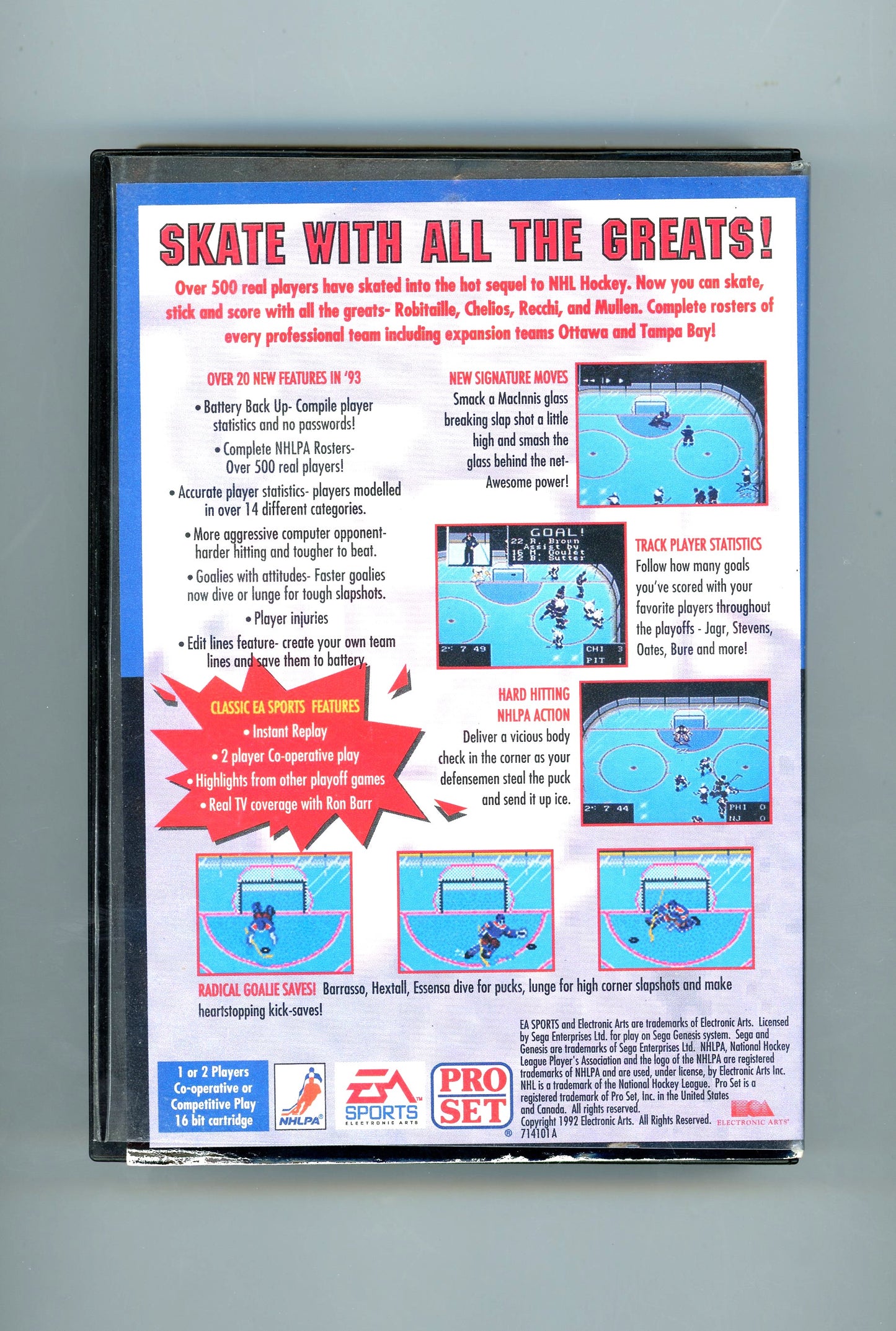 1992 EA Sports NHLPA Hockey '93 Sega Genesis Video Game Cartridge Complete in Box