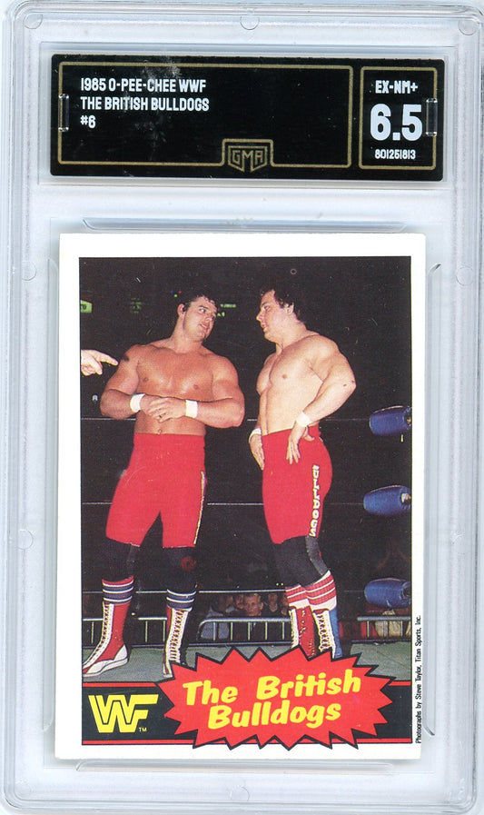 1985 O-Pee-Chee WWF British Bulldogs Graded Wrestling Rookie Card #6 GMA 6.5