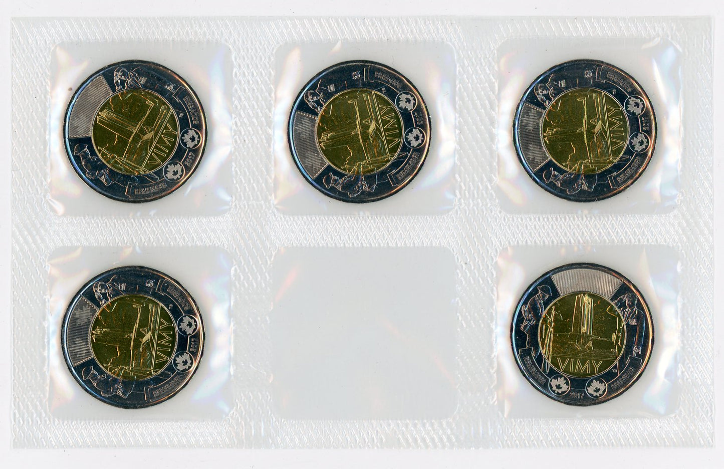 2017 Royal Canadian Mint Battle of Vimy Ridge 100th Anniversary $2 Circulation Five-Coin Pack