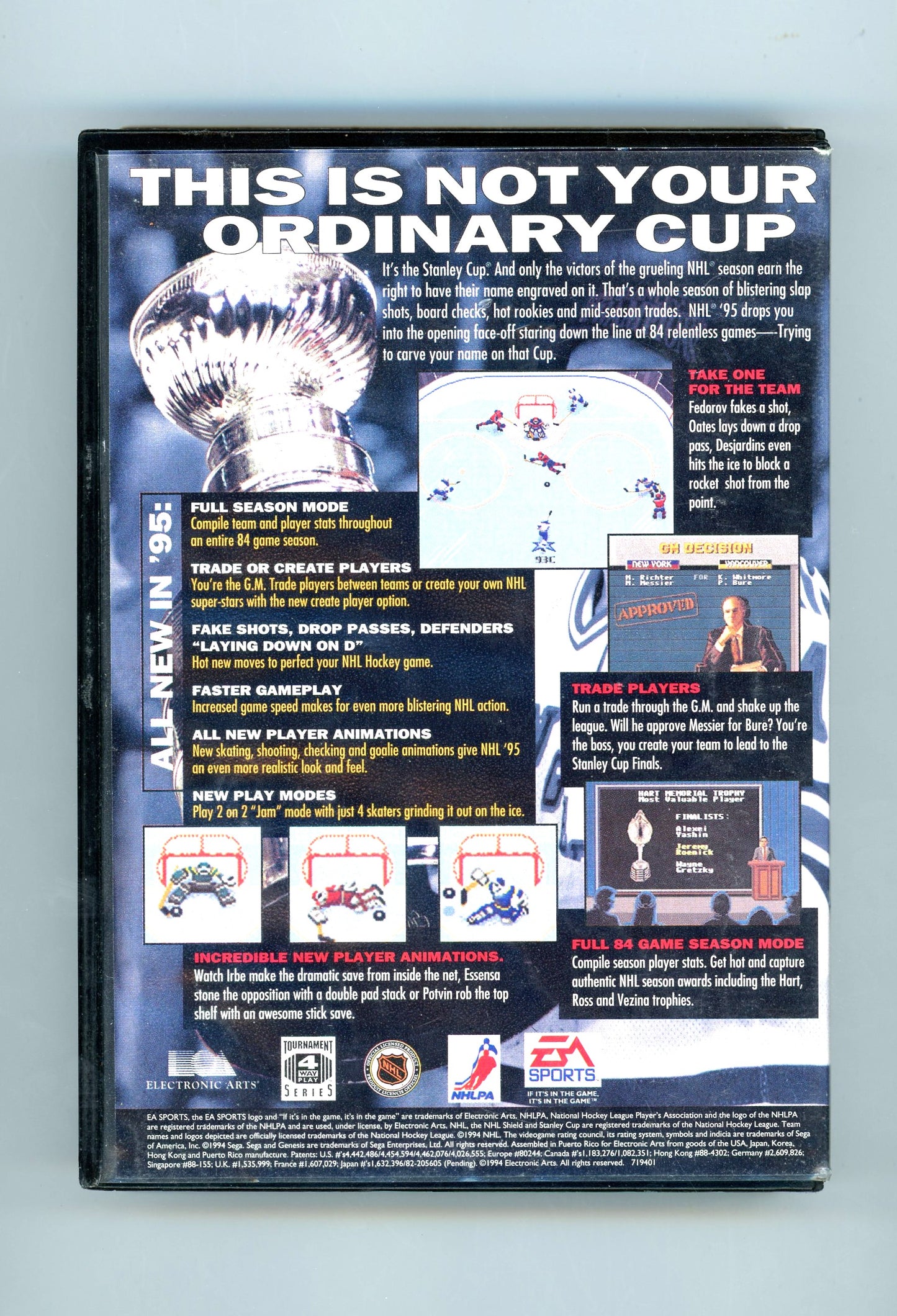 1994 EA Sports NHL Hockey '95 Sega Genesis Video Game Cartridge Complete in Box