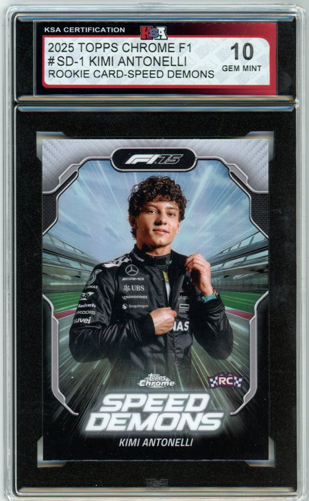 2025 Topps Chrome F1 Formula 1 Kimi Antonelli Speed Demons Graded Rookie Card #SD-1 KSA 10