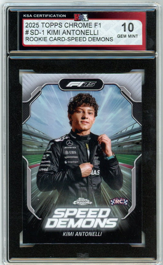2025 Topps Chrome F1 Formula 1 Kimi Antonelli Speed Demons Graded Rookie Card #SD-1 KSA 10