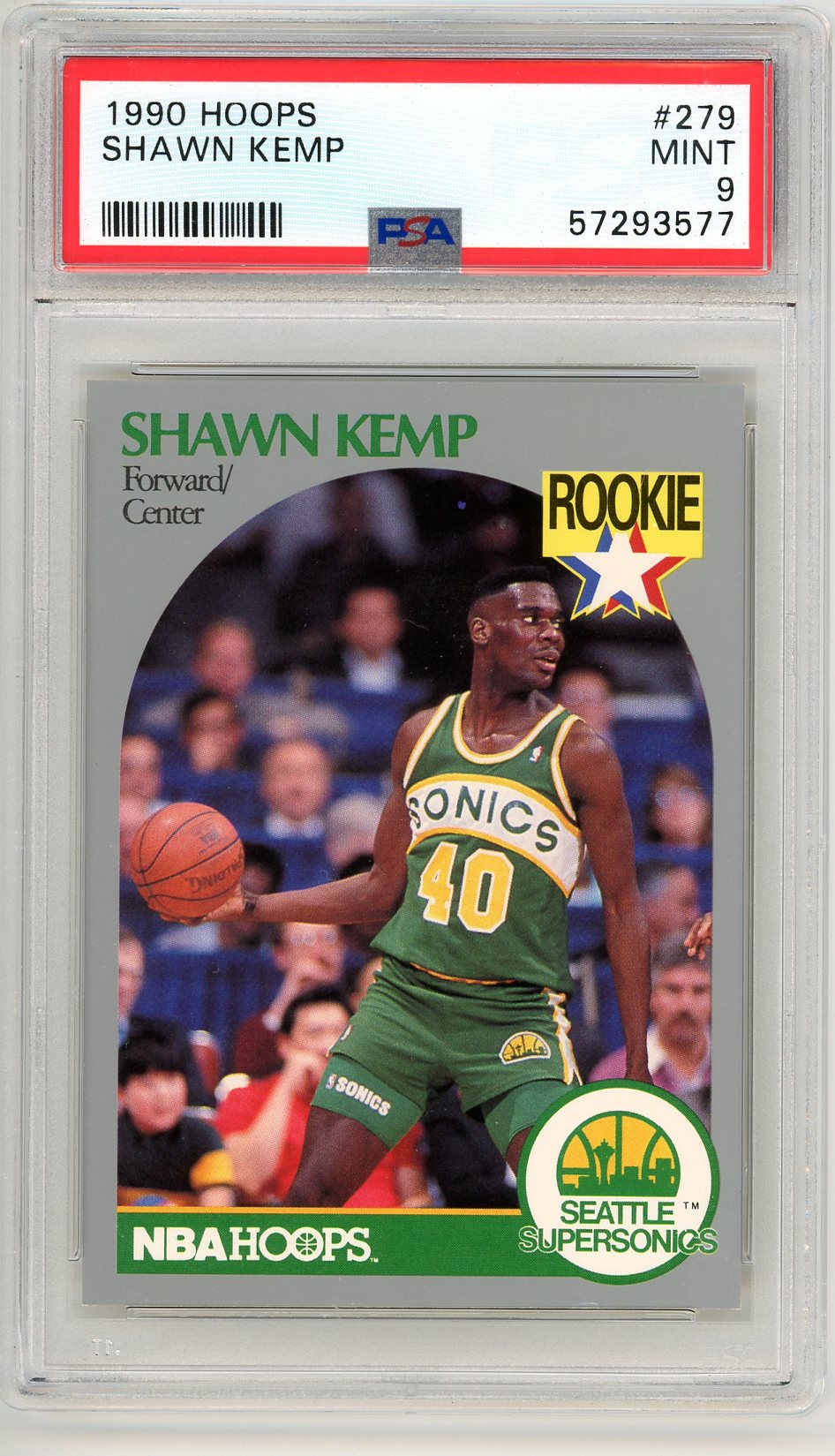 1990 NBA Hoops Shawn Kemp Graded Rookie Card #279 PSA 9