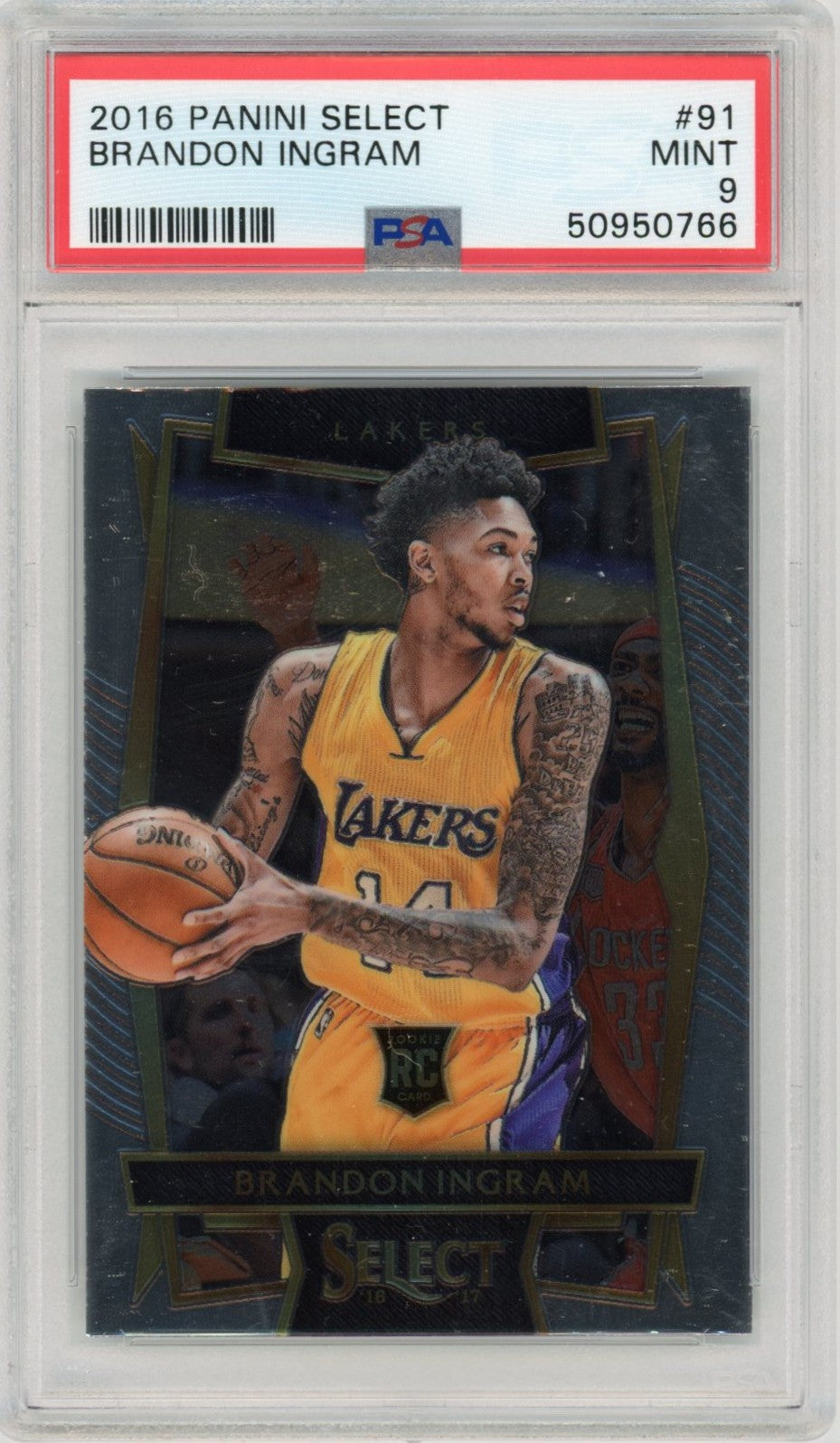 2016 Panini Select Brandon Ingram Graded Rookie Card #91 PSA 9 Toronto Raptors