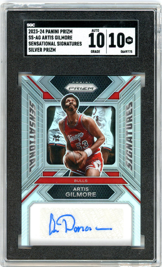 2023/24 Panini Prizm Artis Gilmore Silver Prizm Graded Autograph Card SGC 10