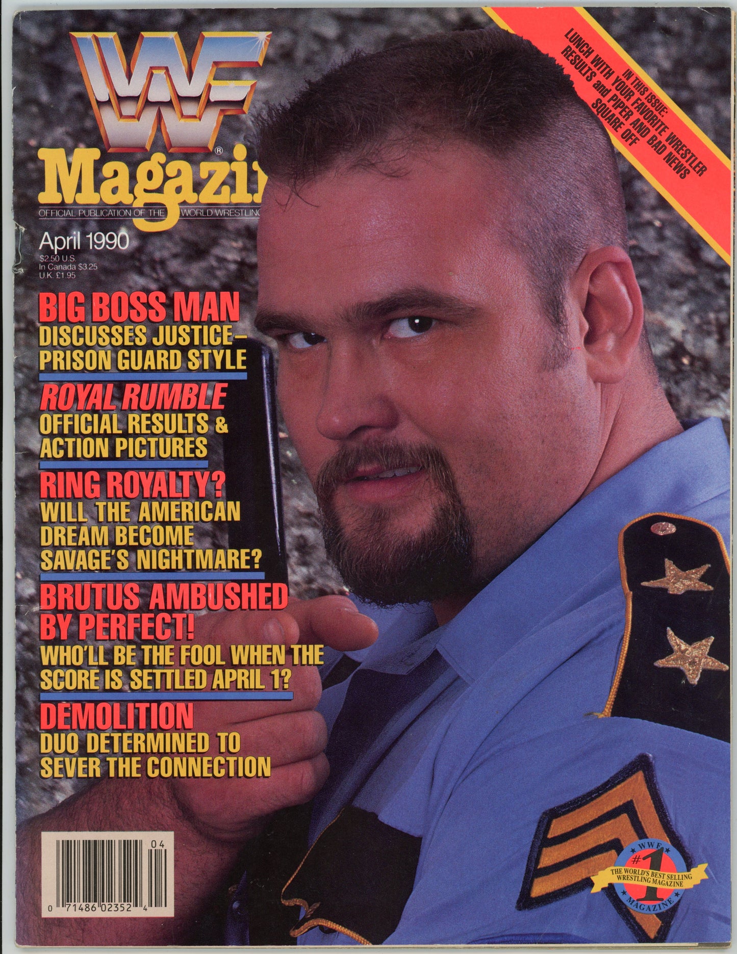 WWF WWE Vintage Wrestling Magazine (April 1990) Big Boss Man Cover