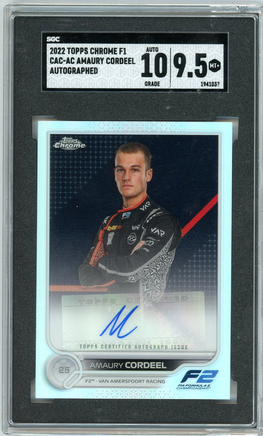 2022 Topps Chrome Formula 1 Amaury Cordeel Graded Autograph Card SGC 9.5