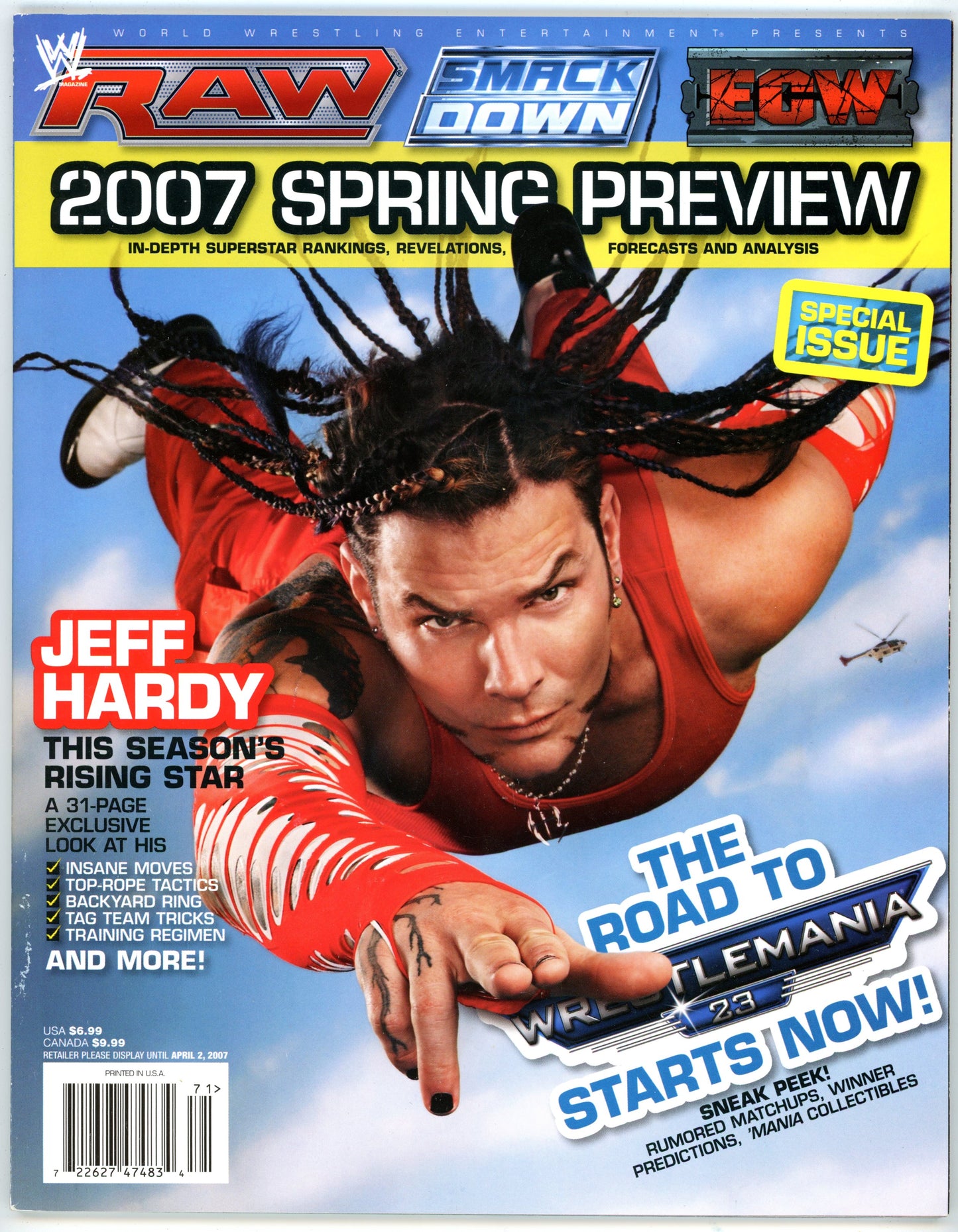 WWE RAW / SmackDown / ECW Spring Preview Wrestling Magazine (2007) Jeff Hardy