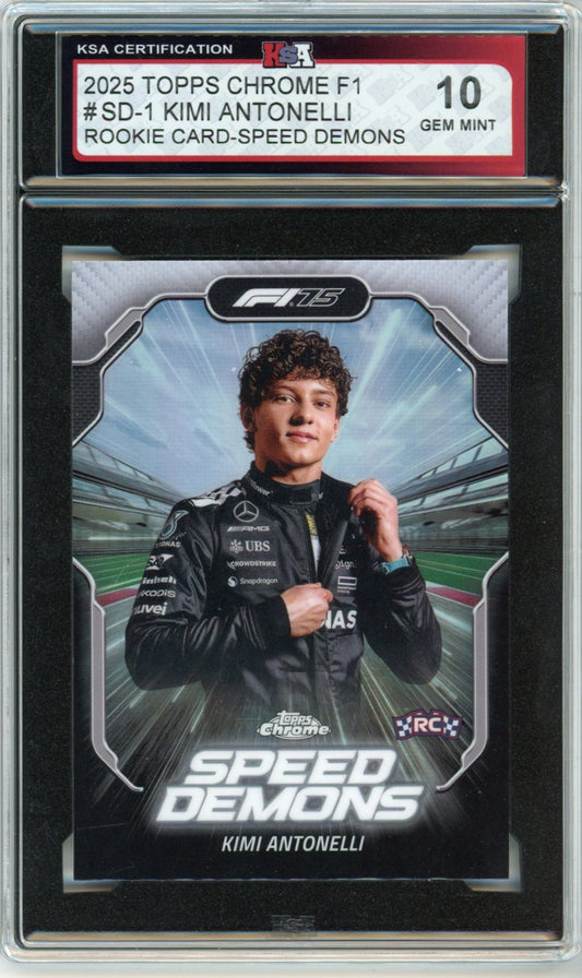 2025 Topps Chrome F1 Formula 1 #SD-1 Kimi Antonelli Speed Demons Graded Rookie Card KSA 10