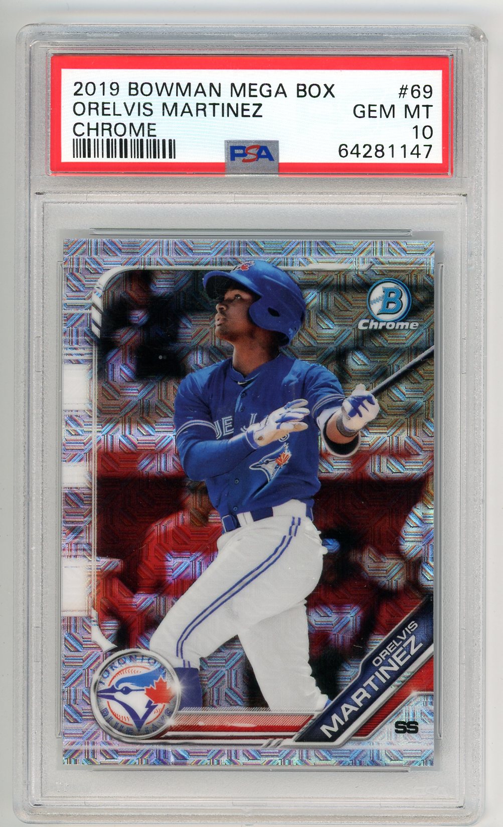 2019 Bowman Mega Box Orelvis Martinez Graded Rookie Card Chrome #69 PSA 10