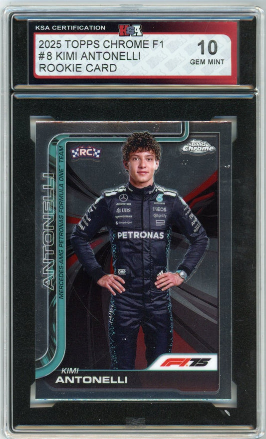 2025 Topps Chrome Formula 1 F1 Kimi Antonelli #8 Graded Rookie Card KSA 10