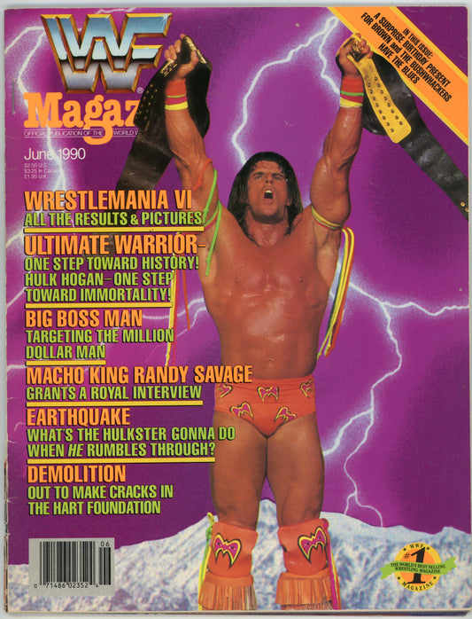 WWF WWE Vintage Wrestling Magazine (June 1990) Ultimate Warrior Cover