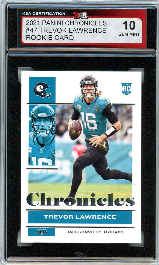 2021 Panini Chronicles Trevor Lawrence Graded Rookie Card #47 KSA 10