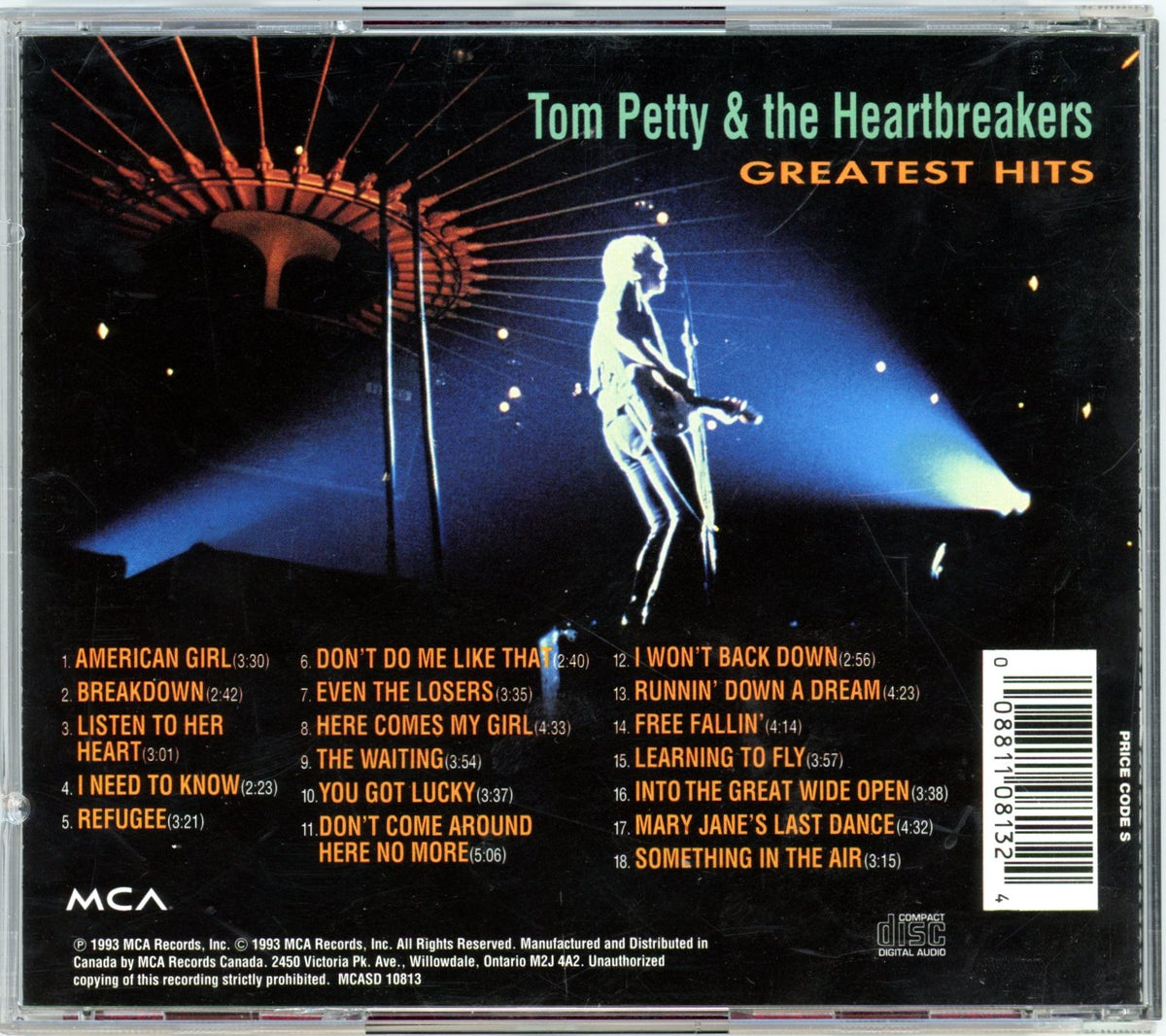 Tom Petty & the Heartbreakers Greatest Hits (1993) Vintage Compilation Album CD Canada