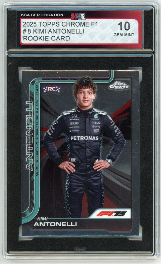 2025 Topps Chrome F1 Formula 1 Kimi Antonelli #8 Graded Rookie Card KSA 10