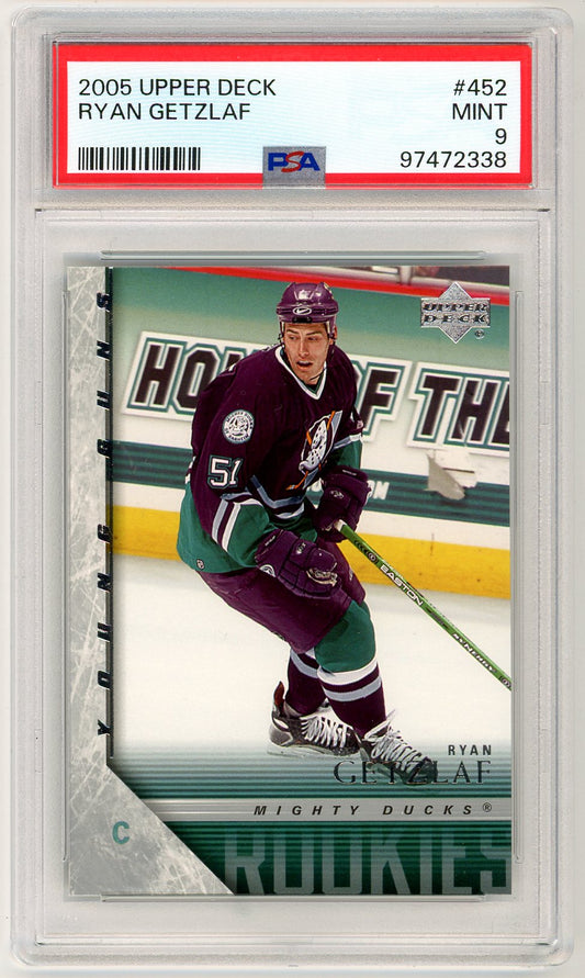 2005 Upper Deck Ryan Getzlaf Young Guns Rookie Card #452 PSA 9