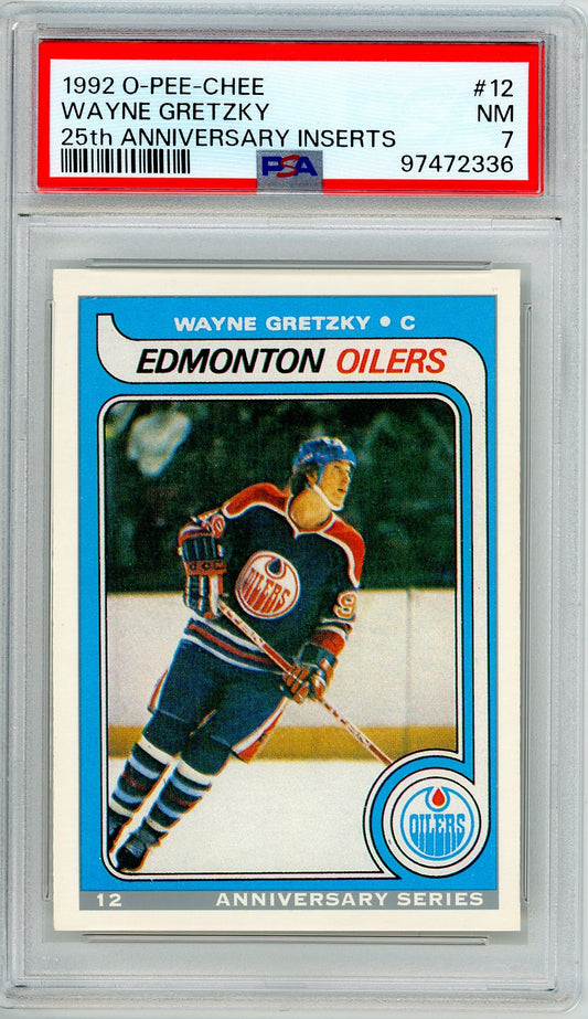 1992 O-Pee-Chee OPC Wayne Gretzky 25th Anniv. Inserts Graded Card #12 PSA 7