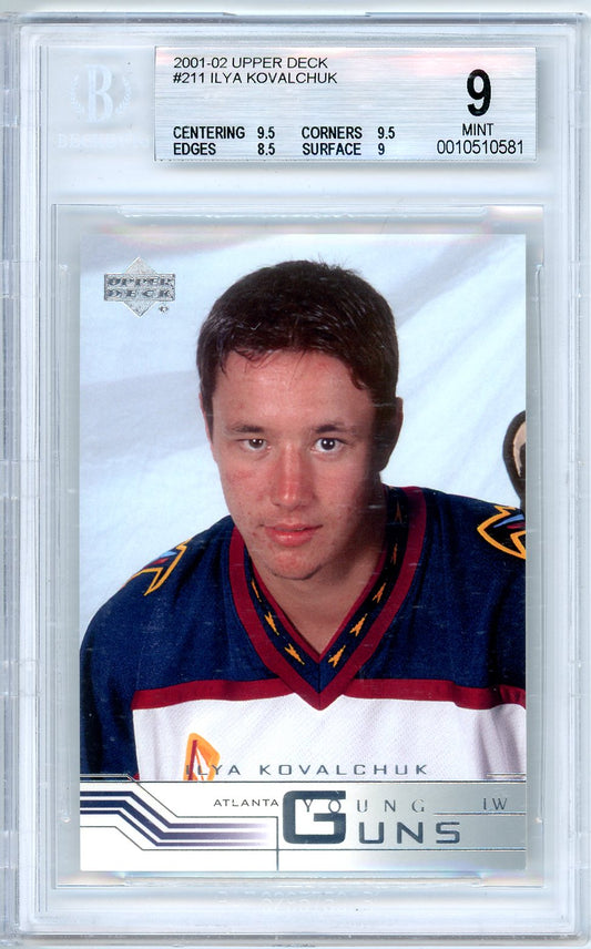 2001/02 Upper Deck Ilya Kovalchuk Young Guns Rookie Card #211 BGS 9