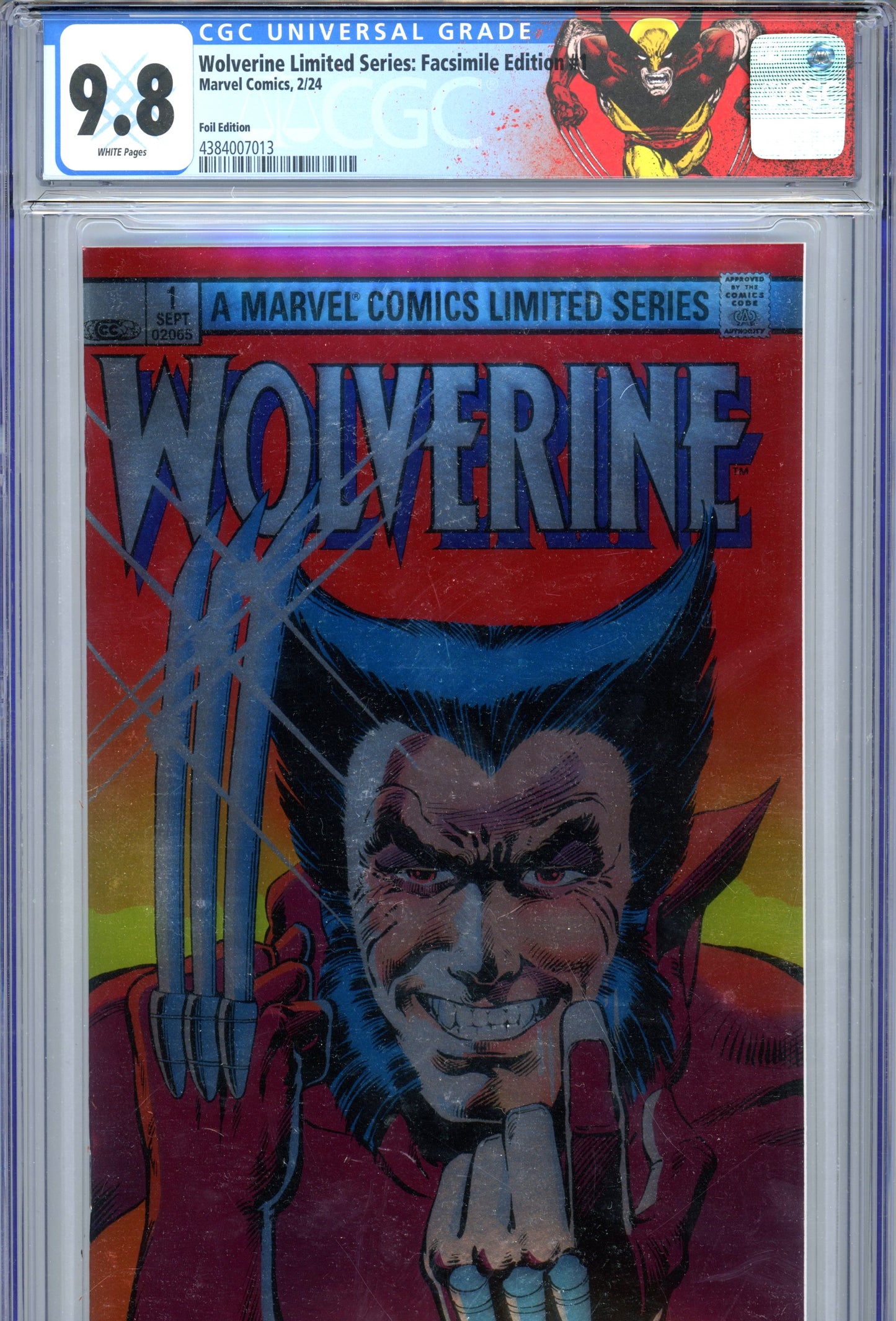 2024 Marvel Wolverine Limited Series Facsimile Graded Comic Book CGC 9.8 Foil Edition w/ Branded Slab