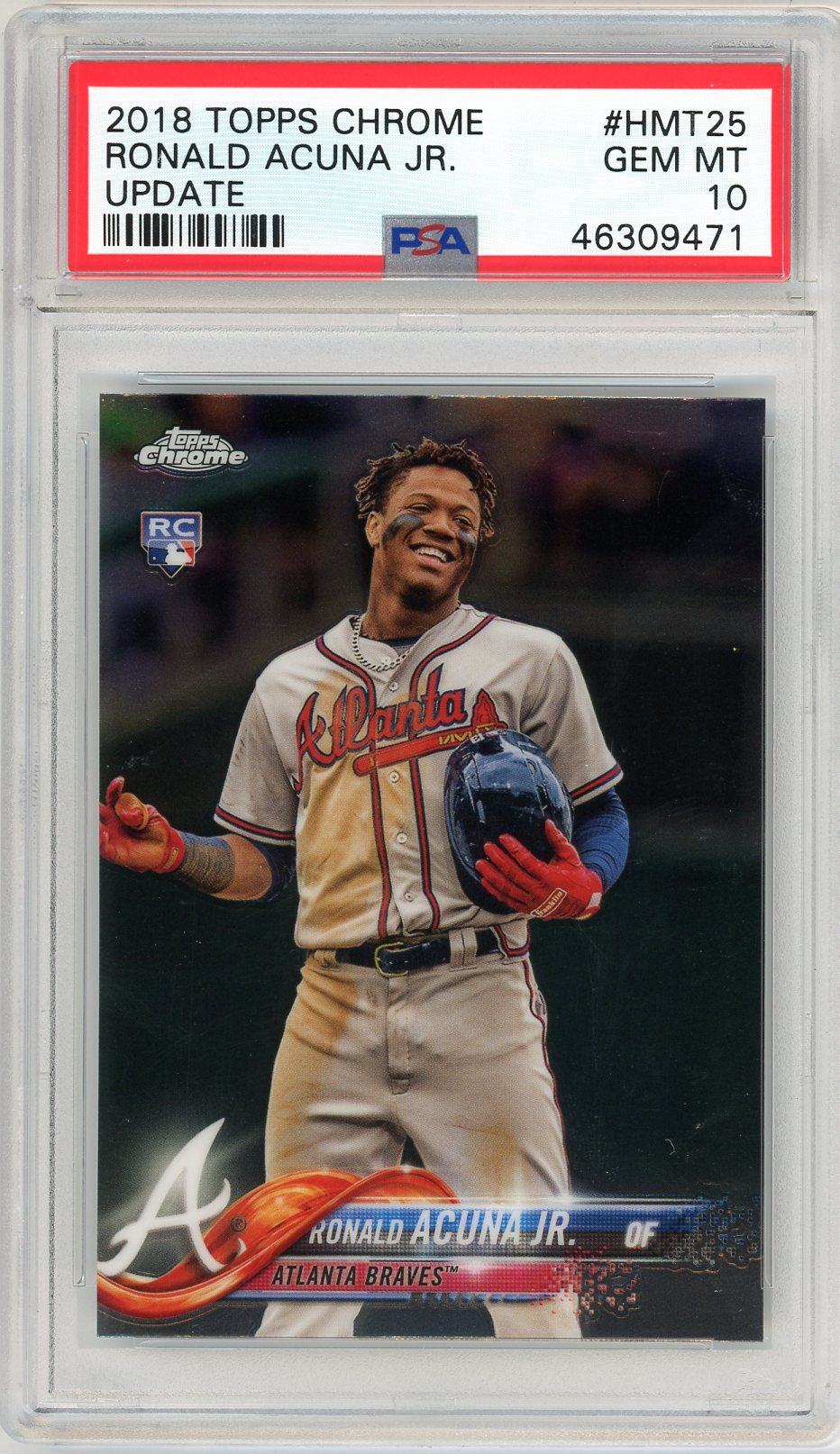 2018 Topps Chrome Ronald Acuna Jr. Graded Rookie Card #HMT25 PSA 10