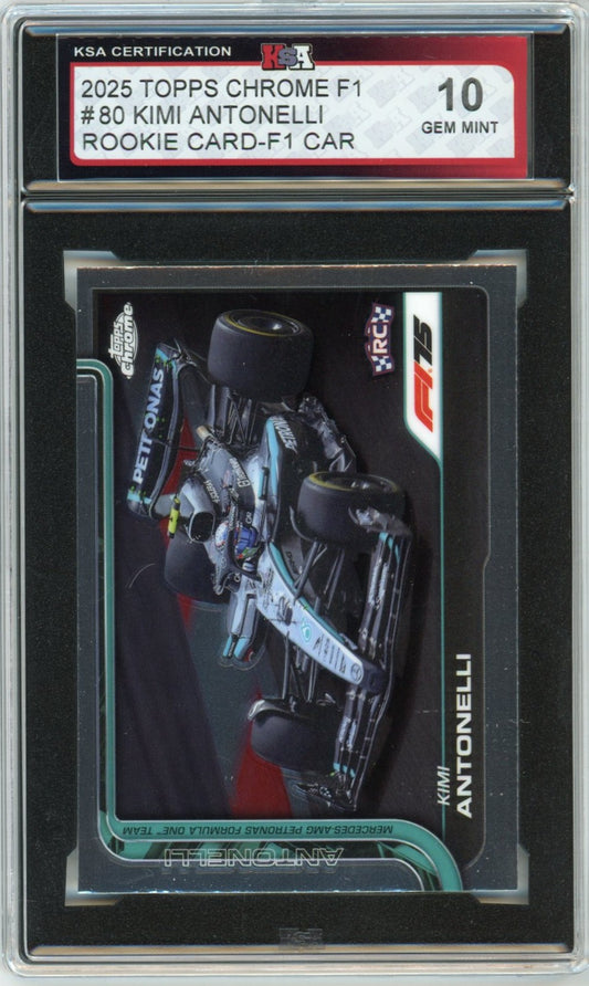2025 Topps Chrome F1 Formula 1 Kimi Antonelli Car #80 Graded Rookie Card KSA 10