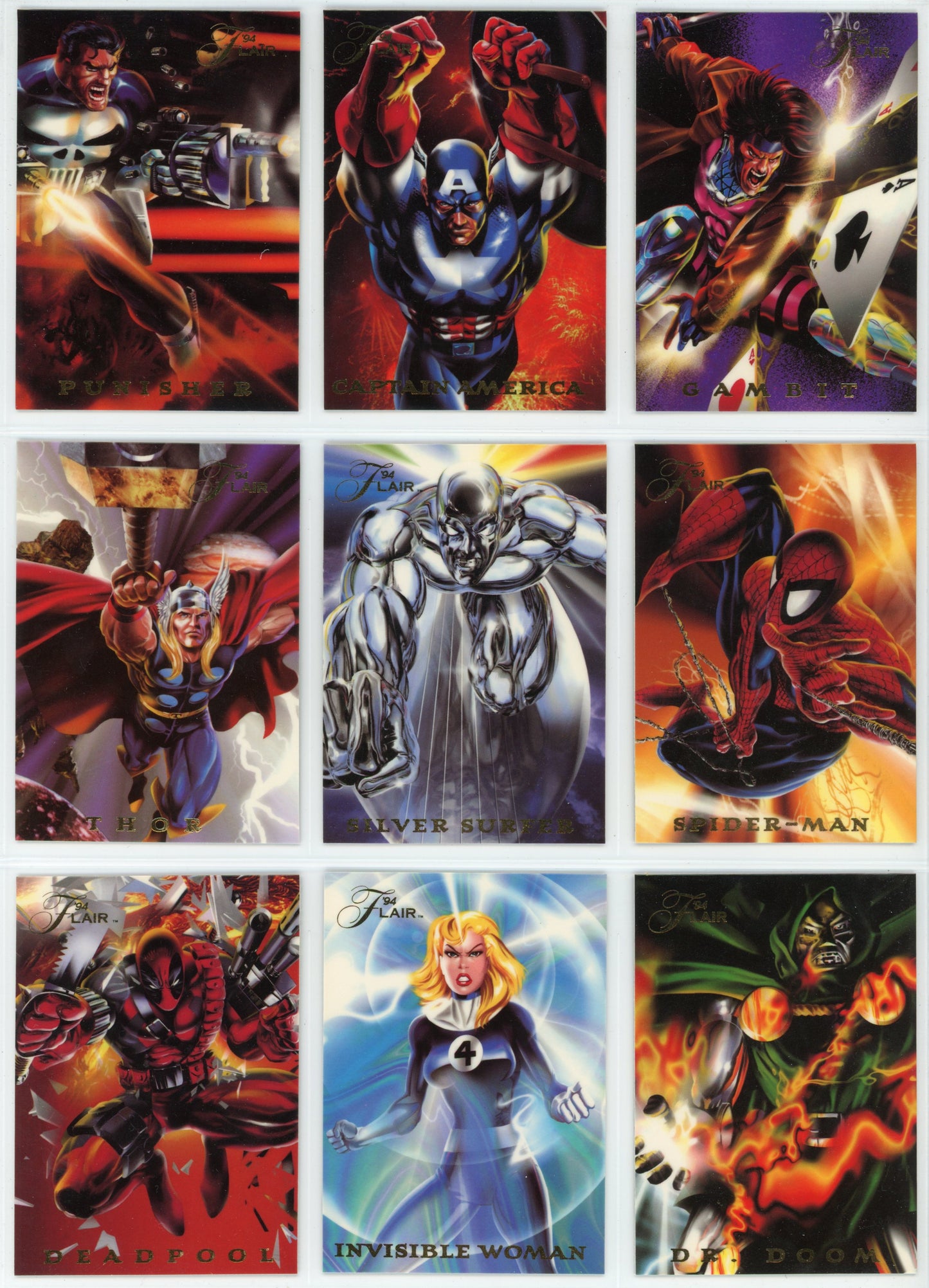 1994 Fleer Flair Marvel Universe Complete Trading Card Set (150 Cards) + Power Blast Inserts
