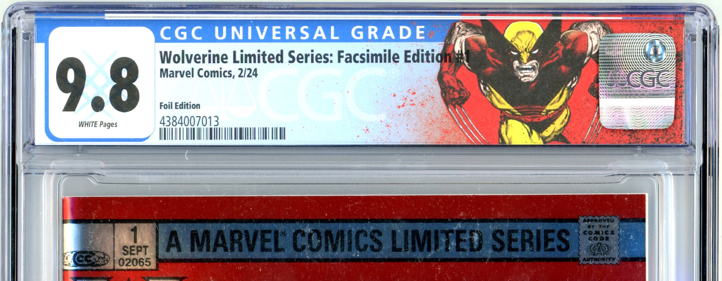 2024 Marvel Wolverine Limited Series Facsimile Graded Comic Book CGC 9.8 Foil Edition w/ Branded Slab