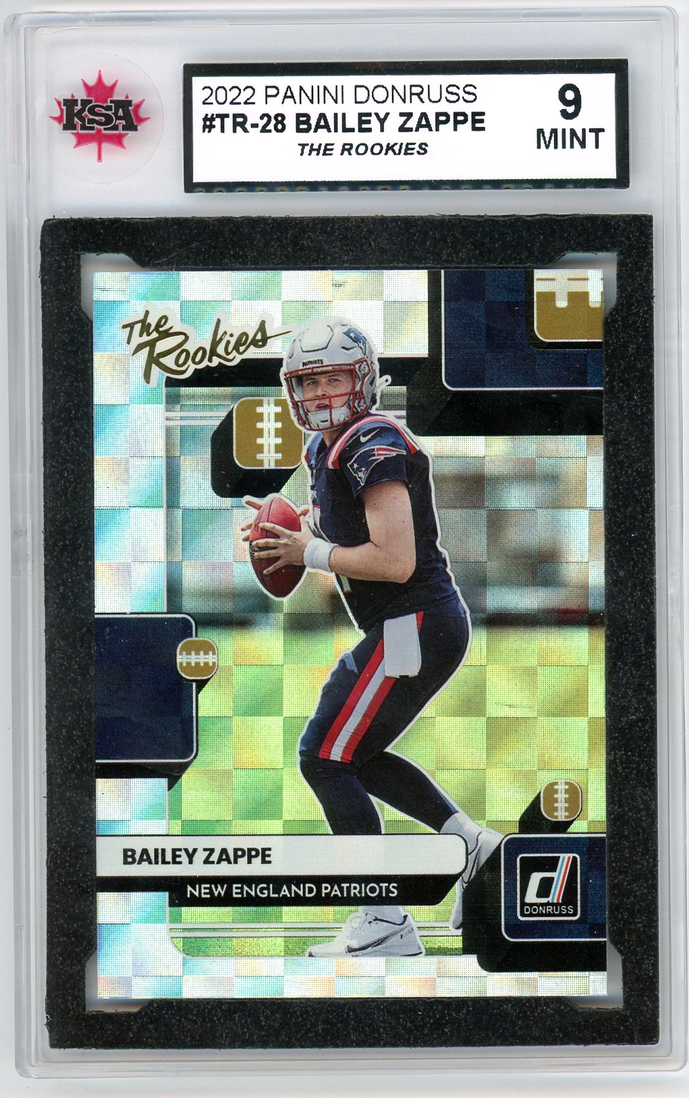 2022 Panini Donruss Bailey Zappe Graded Rookie Card #TR-28 KSA 9