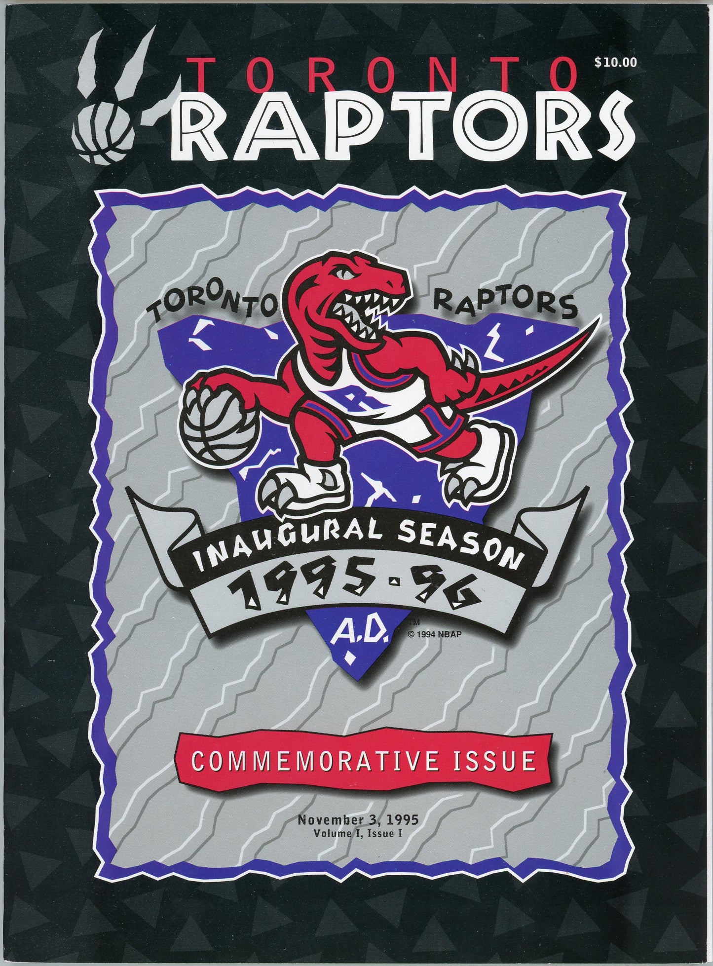 1995/96 Toronto Raptors Inaugural Season Commemorative Issue Vintage Program