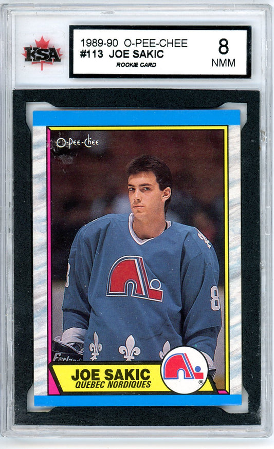 1989/90 OPC O-Pee-Chee Sakic Graded Rookie Card #113 KSA 8