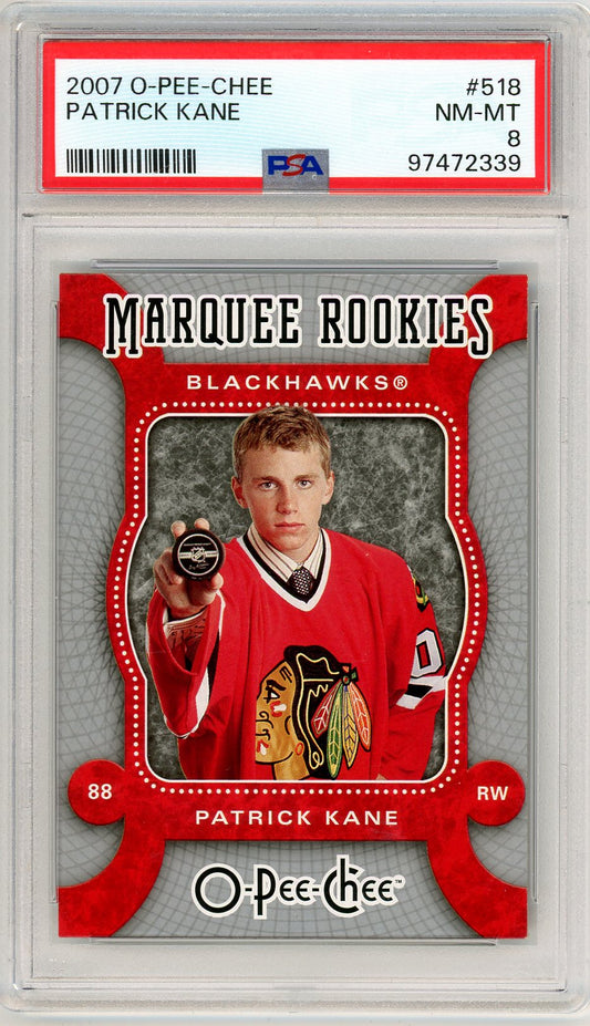 2007 O-Pee-Chee OPC Patrick Kane Marqee Rookie Card #518 PSA 8