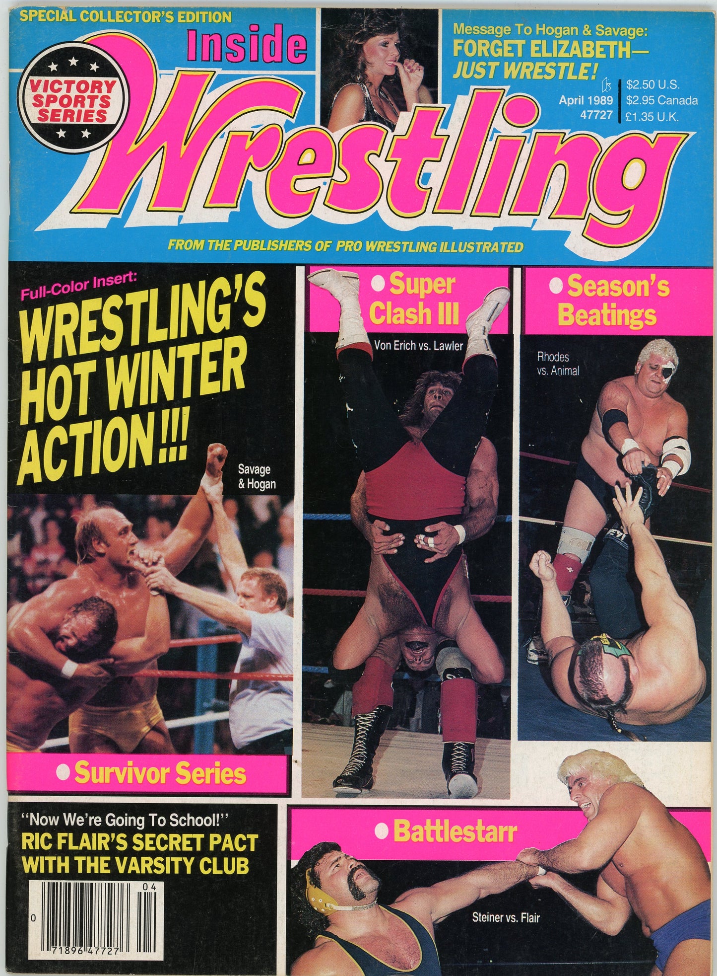 Inside Wrestling Vintage Magazine (April, 1989) Survivor Series, Super Clash III