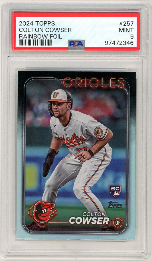 2024 Topps Colton Cowser Rainbow Foil Graded Rookie Card #257 PSA 9