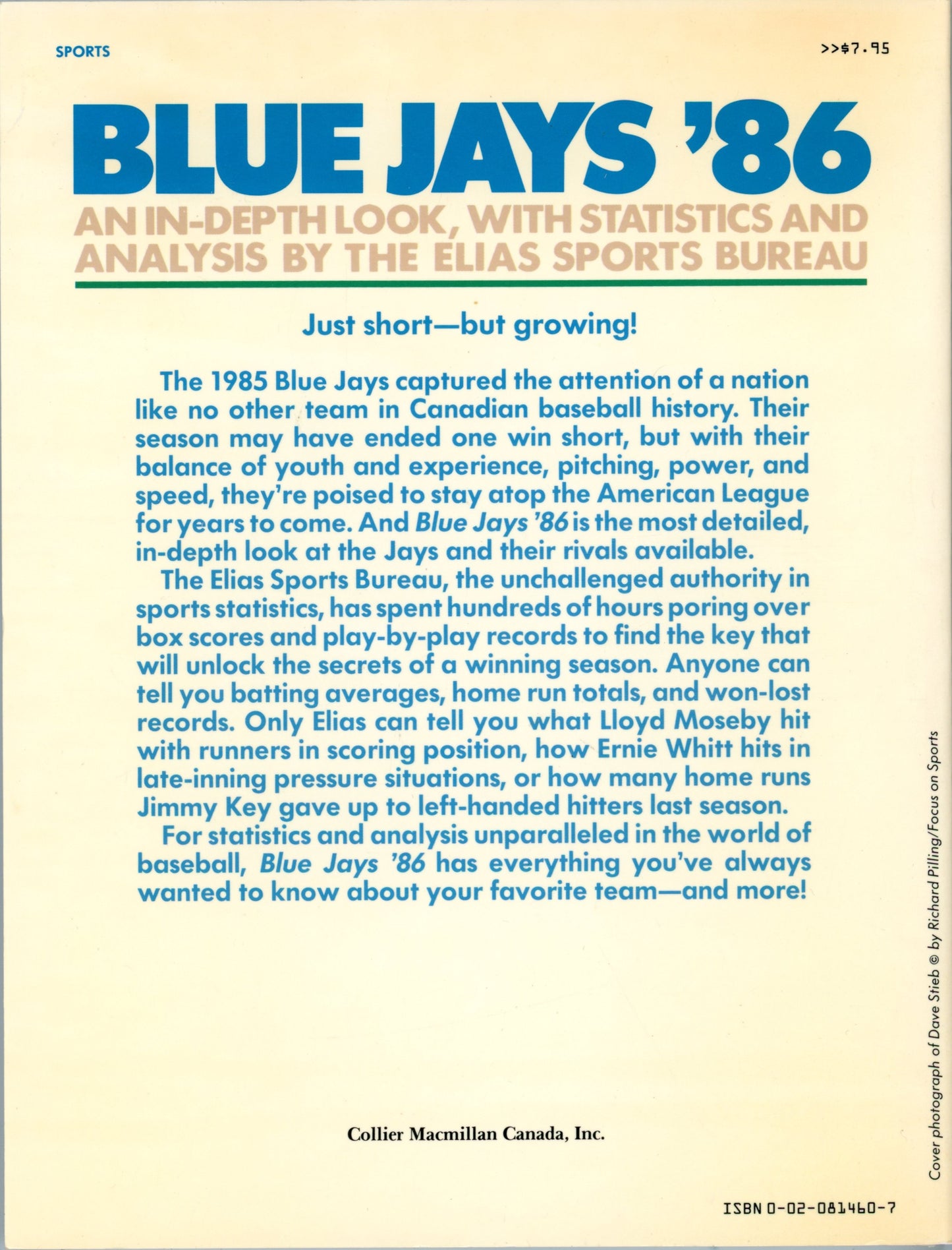 1986 Blue Jays '86 In-Depth Look, Statistics & Analysis Vintage Book