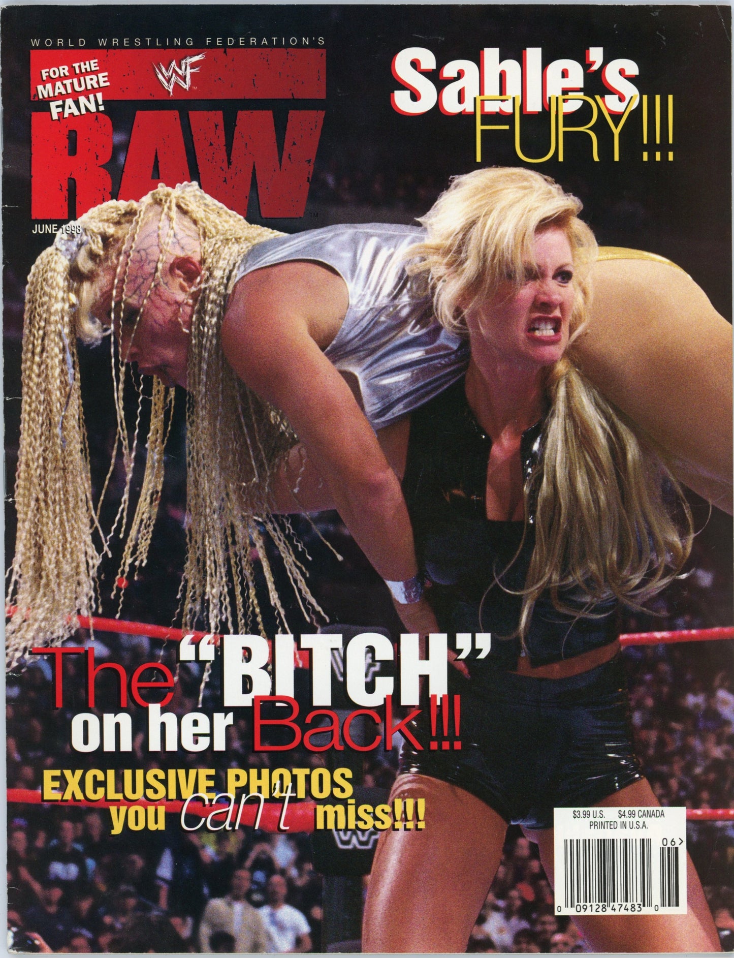 WWF WWE Raw Vintage Wrestling Magazine (June 1998) Sable Cover