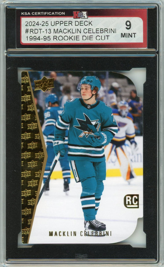 2024/25 Upper Deck Macklin Celebrini Die-Cut #RDT-13 Graded Rookie Card KSA 9