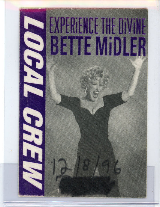 Bette Midler 1996 Vintage Crew Backstage/Crew Pass